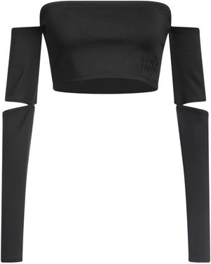 MM6 by Maison Margiela Solid-Colored Form-Fitting Cropped Top - Black