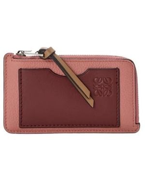 Loewe Embossed Zip Card Holder - Red