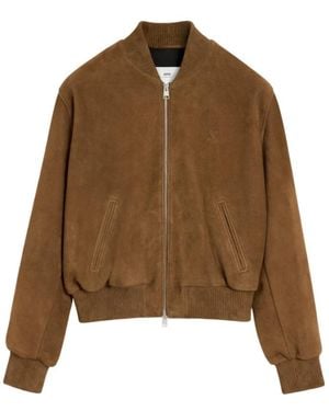 Ami Paris Ami Goat Suede Jacket - Brown
