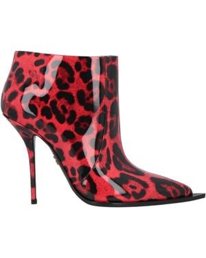 Dolce & Gabbana Leopard Print Ankle Boots - Red