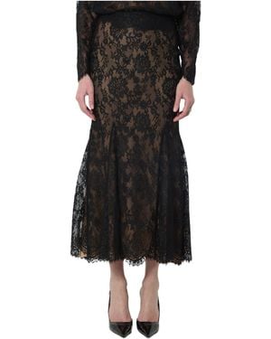 Self-Portrait Lace Mermaid Midi Skirt - Black