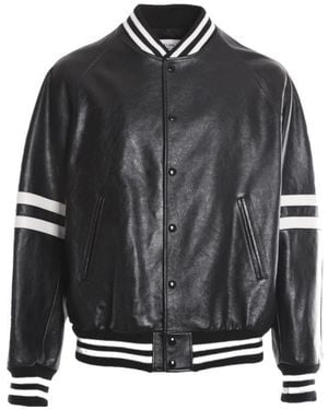 Celine Oversized Calfskin Varsity-Style Jacket - Black