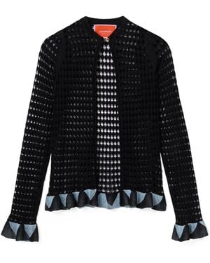 La DoubleJ La Doublej Geometric Ruffle Cardigan - Black