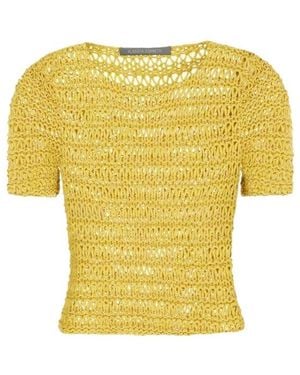 Alberta Ferretti Open-Knit T-Shirt - Yellow