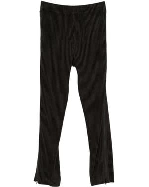Homme Plissé Issey Miyake Pleated-Design Zip-Detailing Trousers - Black