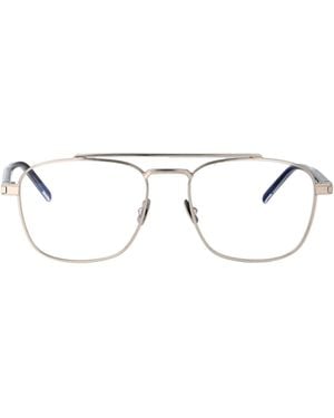 Saint Laurent Double-Bridge Square-Frame Glasses - White