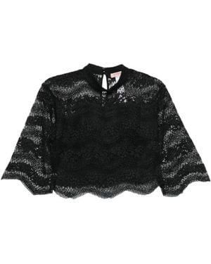 Twinset Double-Breasted Lace Shirt - Black