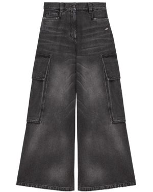 Palm Angels Wide Denim Parachute Jeans - Grey