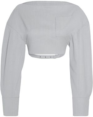 Jacquemus Cropped Long-Sleeve Top - Gray
