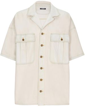 Balmain Faded Denim Overshirt - White