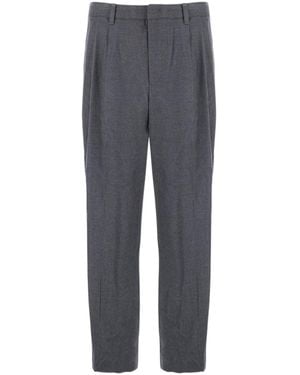 DUNST High-Waisted Pleated Trousers - Grey