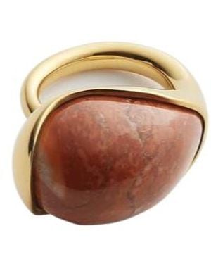 Bottega Veneta Large Drop Marble Ring - Brown