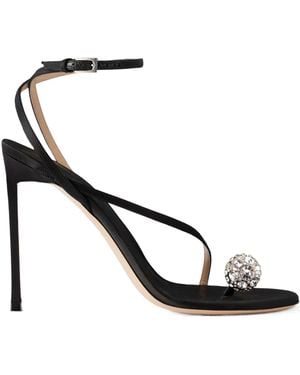 Tom Ford Crystal-Embellished Leather-Trimmed Satin Sandals - White
