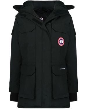 Canada Goose Logo Patch Hooded Coat - Black