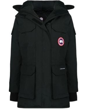 Canada Goose Logo Patch Hooded Coat - Black