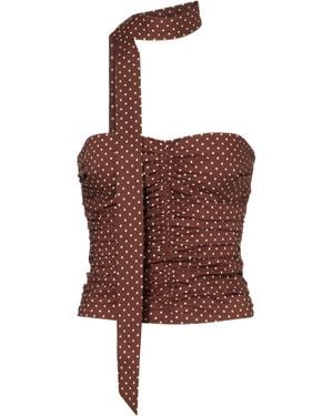 Posse Edie Polka-Dot Top - Brown