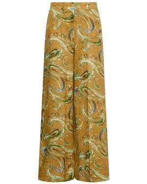 Marella Linen Palazzo Trousers - Metallic
