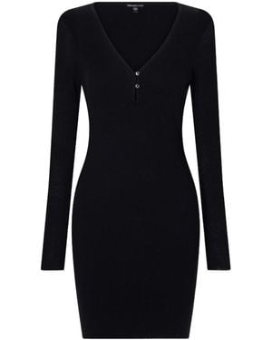 James Perse Ribbed Cotton And Cashmere-Blend Mini Dress - Black