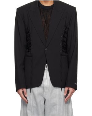 Mugler Single-Breasted Suit Jacket - Black