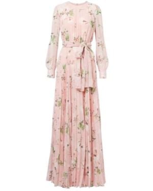 Erdem Floral Pleated Voile Gown - Pink
