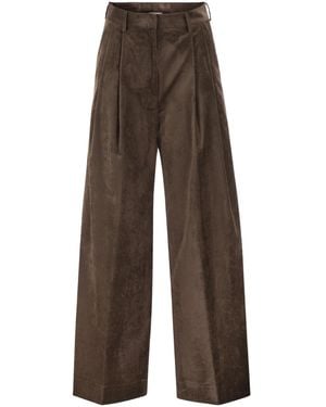 Antonelli Pleated Wide-Leg Pants - Brown