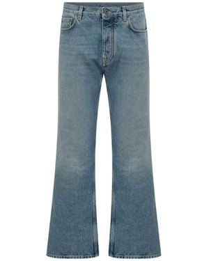 Off-White c/o Virgil Abloh Logo Printed Straight Leg Jeans - Blue