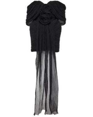 Magda Butrym Floral-Appliqué Off-Shoulder Silk Minidress - Black