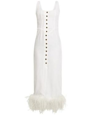 Alessandra Rich Feather-Decorated Dress - White