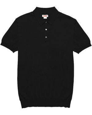 Baracuta Fine Knit Short Sleeve Polo Shirt - Black