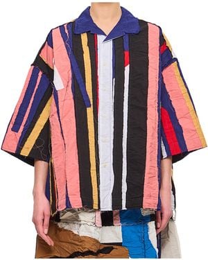 Casey Casey Striped Patchwork Shirt - Red