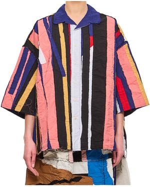 Casey Casey Striped Patchwork Shirt - Red