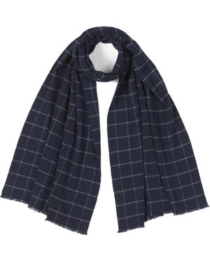 Fedeli Chequered Pattern Scarf - Blue