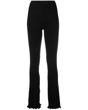 Rabanne Ribbed Knit Flared Trousers - Black