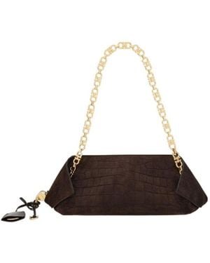 Ferragamo Gancini Chain Folded Shoulder Bag (S) - White