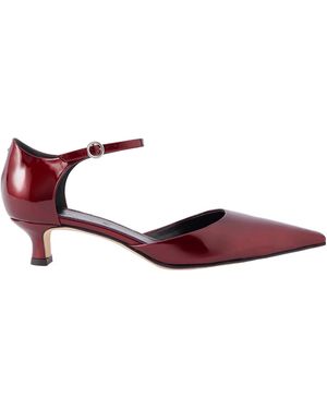Aeyde Metallic Patent-Leather Court Shoes - Red