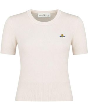 Vivienne Westwood Bea Logo Knitted Top - White