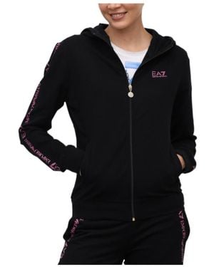 EA7 Logo Logo Zipper Jumper - Black