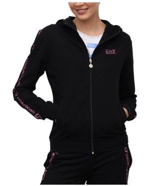 EA7 Logo Logo Zipper Sweater - Black
