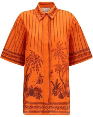 ALÉMAIS Printed Oversized Shirt - Orange