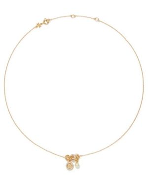 Tory Burch Icon Pavé Charm Pendant Necklace - White