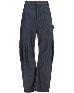 Balenciaga Relaxed Wide-Leg Multi-Pocket Cargo Trousers - Blue