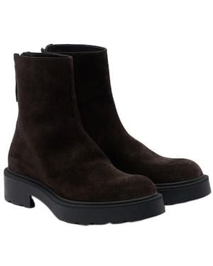 The Row Solid Suede Ankle Boots - Black