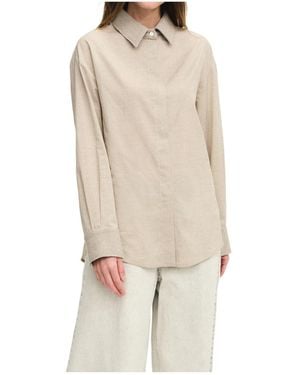 Panicale Poplin Shirt With Cashmere Details - Natural