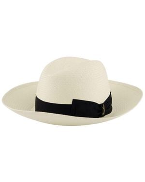 Borsalino Claudette Grosgrain-Ribbon-Detail Hat - White