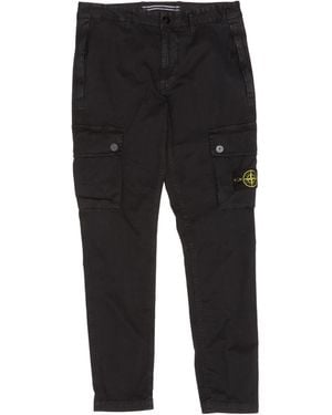 Stone Island Casual Trousers With Belt Loops - Black