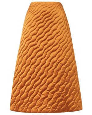 Fendi Caramel Quilted Silk Skirt - Orange