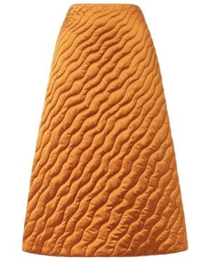 Fendi Caramel Quilted Silk Skirt - Orange