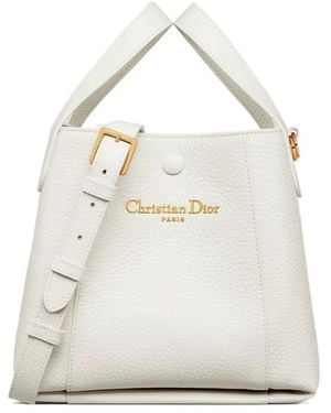 Dior Small Signature Bucket Bag - White