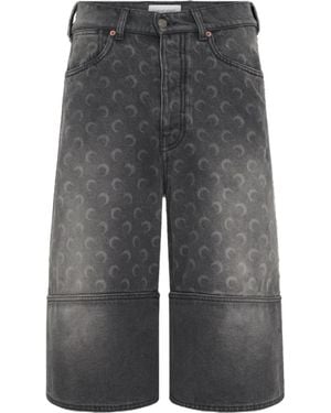 Marine Serre Moon Laser Denim Shorts - Gray