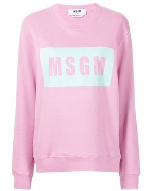 MSGM Round Collar Long Sleeve Sweater - Pink